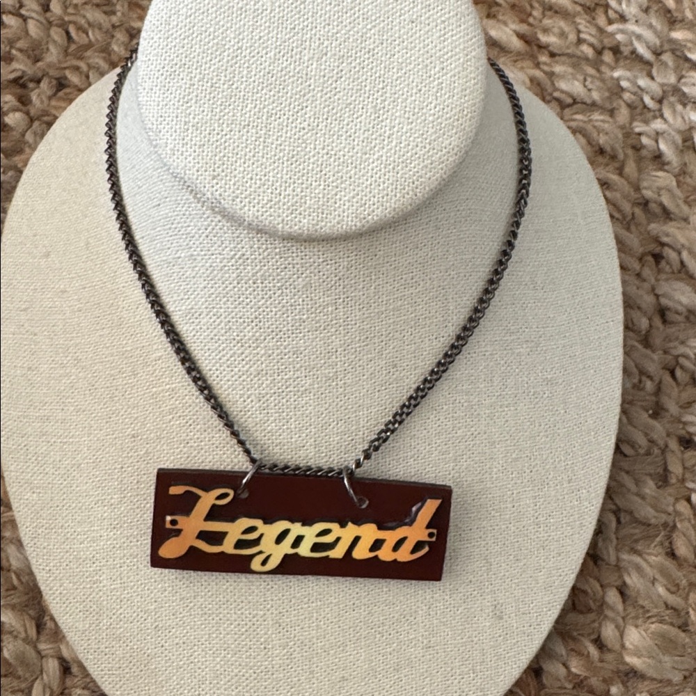 Black Chain Necklace with yellow and black 'Legend' Pendant custom made on Etsy